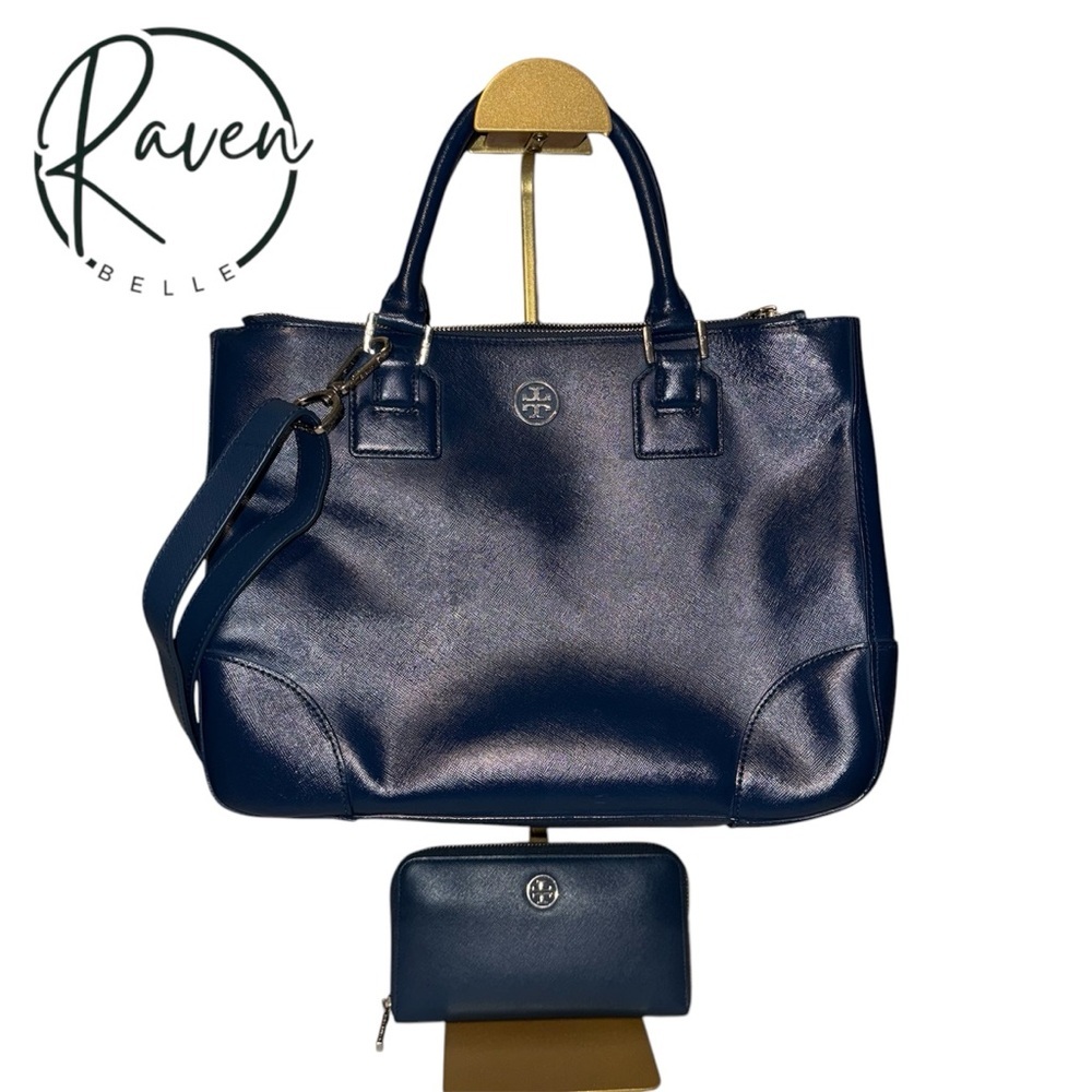 Tory Burch Navy Blue Tote Bag